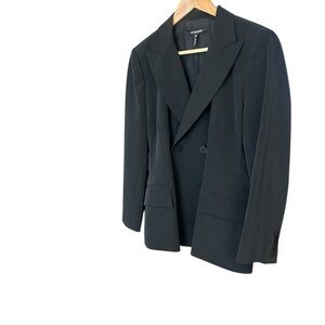 Holt Renfrew size 14 Black Double-Breasted Blazer EUC petty coat style buttons